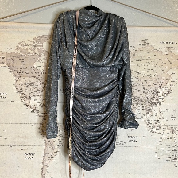 RARE House of CB 'Irena' Silver Sparkle Draped Dress NWT - Picture 11 of 16